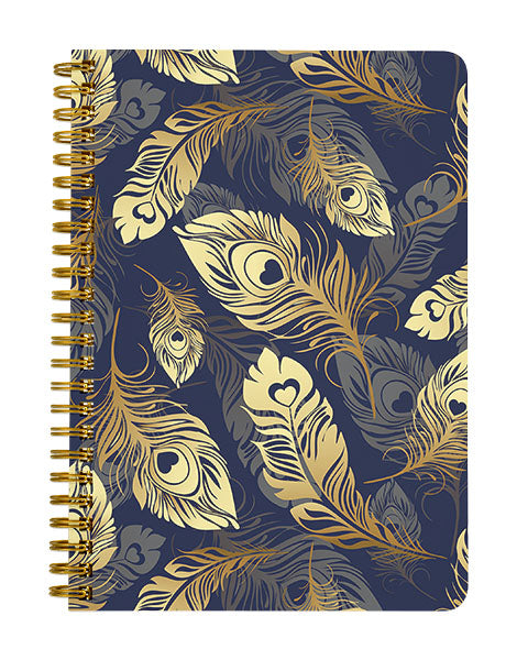 Golden Blue Feathers (Matte Finish) Notebook