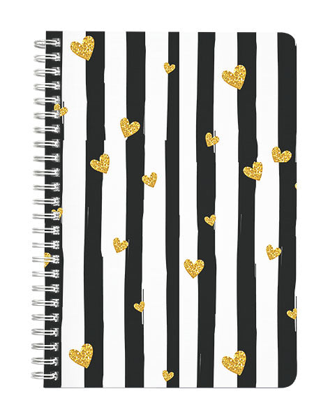 Golden Hearts & Stripes Notebook