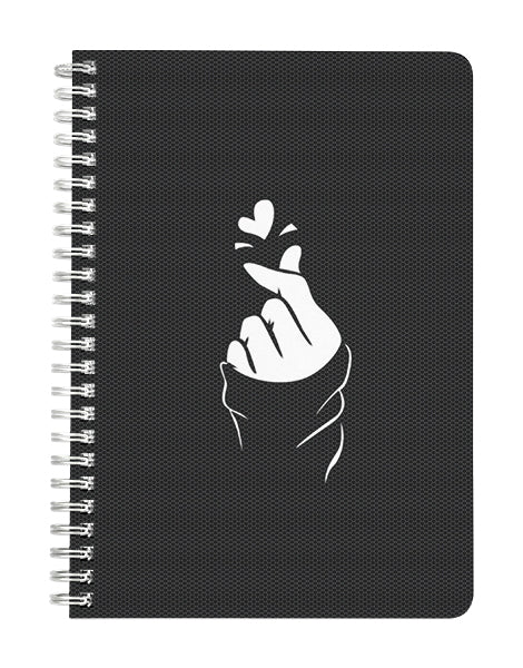 Black Korean Heart Notebook
