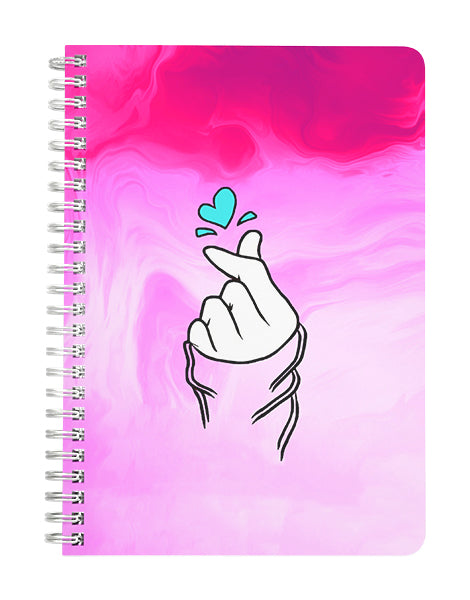 Korean Heart Pink Blue Heart Marble Notebook