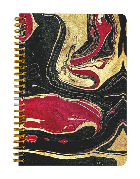 Very Beautiful Paint Marble Red Black Gold Notebook