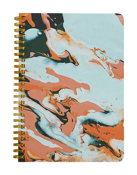 White and Orange Marble Notebook