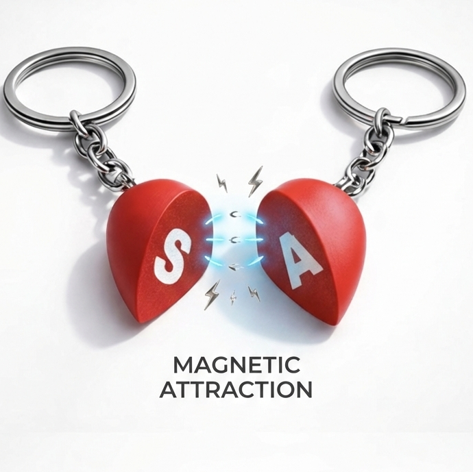 Heart Initial Keychain Set